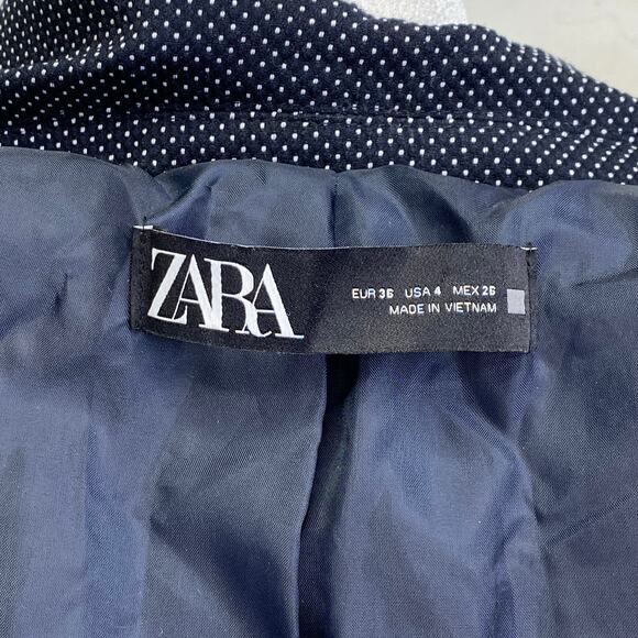 ZARA Polka Dot Blazer Womens 4 Black & White Suit Coat Business Casual Preppy - Picture 7 of 9